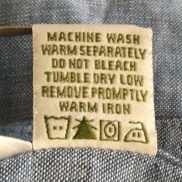 ORVIS Top, M, Chambray Linen, Button front/No collar, 3/4 sleeves, 2 pockets - Picture 11 of 12